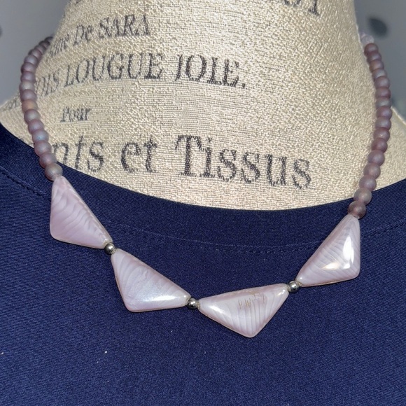 Sabika Purple and Gold Geometric Necklace - Picture 3 of 4